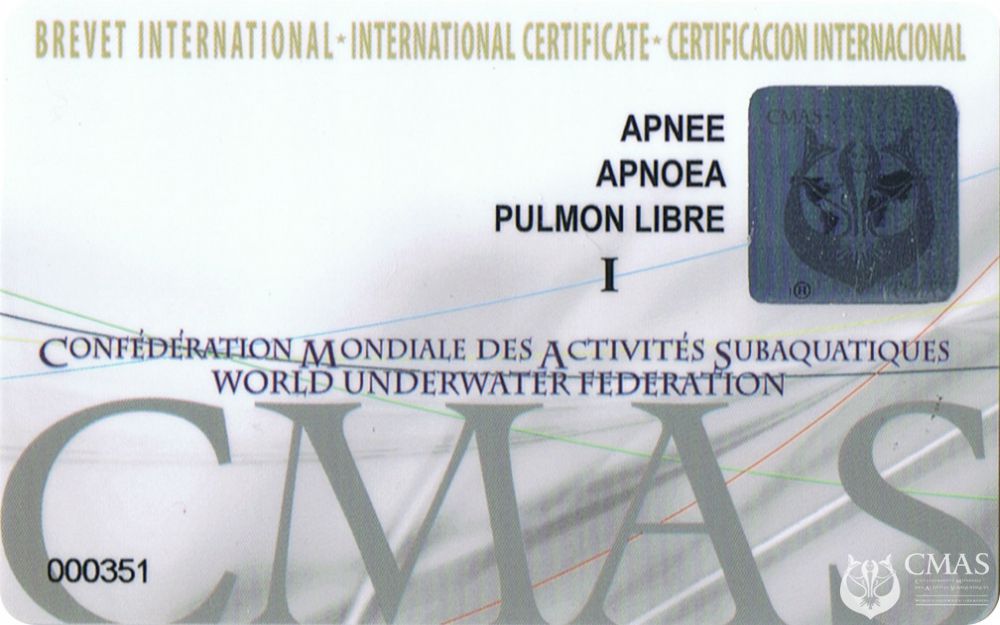 Brevetto CMAS Apnea 1º grado Brevetto CMAS Apnea 1º grado