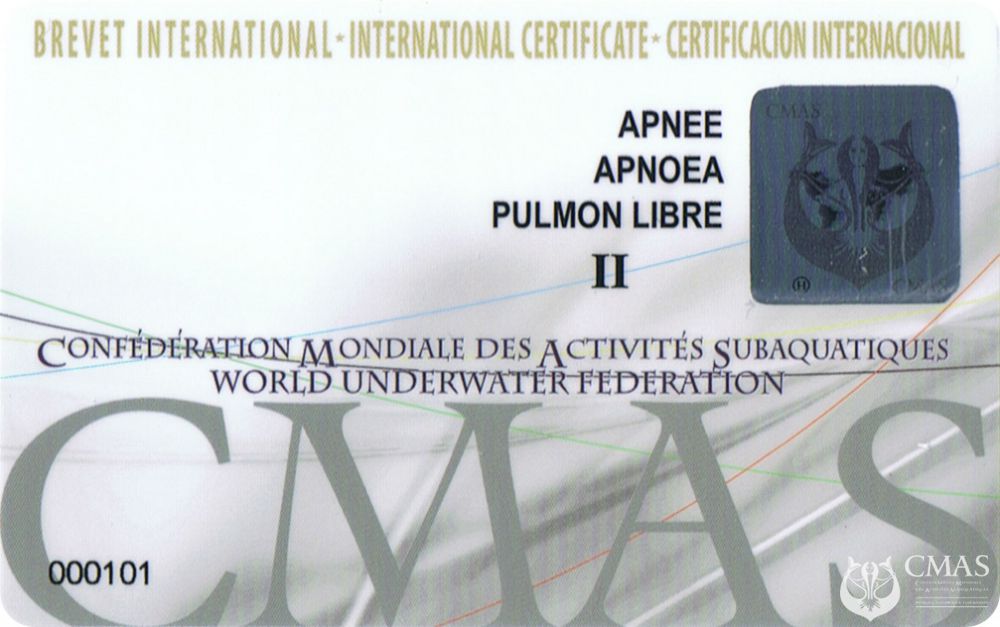 Brevetto CMAS Apnea 2º grado Brevetto CMAS Apnea 2º grado